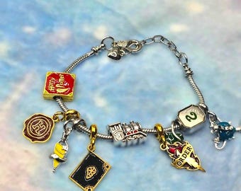 Fantasy Magic Bracelet – Wizard Charm Bracelet, Bookish Jewelry, Magic Bracelet, Fantasy Gift, Reader Jewelry, Bookish Charms Bracelet