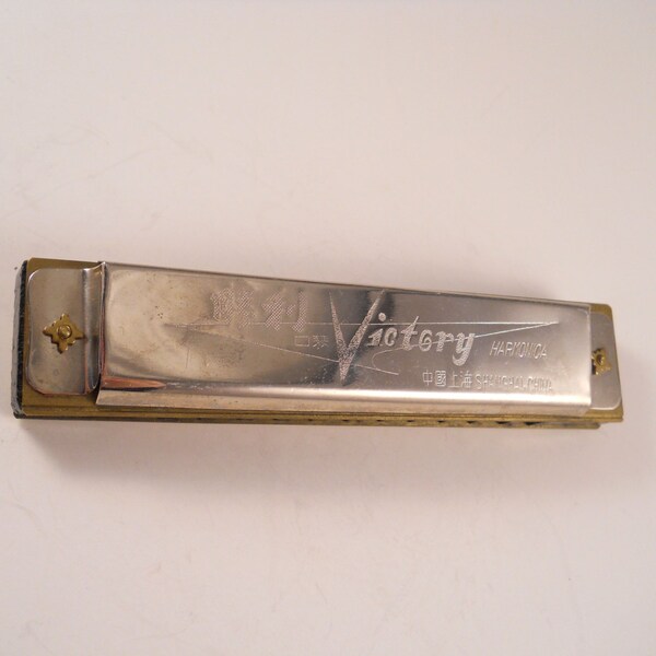 Victory Harmonica Shanghal China Vintage Black and Silver