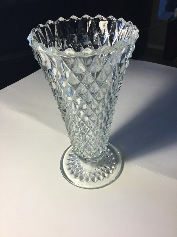 Antique Glass Vase Adwardian Lead Crystal Etsy