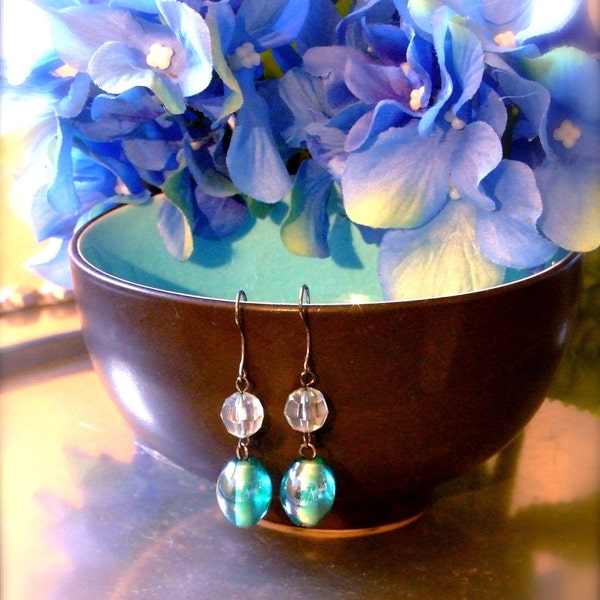 Turquoise Drop Dangle Pierced Ear Earrings With Beautiful stones