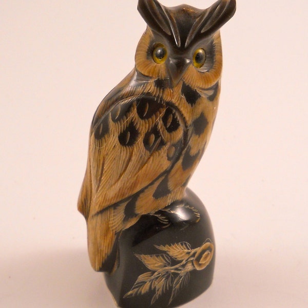 Folk Art Hand Carved Owl Unique