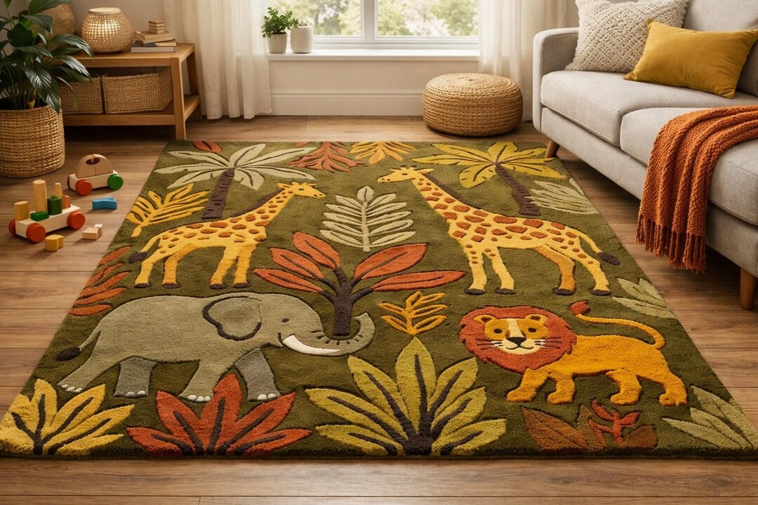 Display Animal Rug Hand Tufted Jungle Animal Rug, Safari Nursery Decor - Etsy