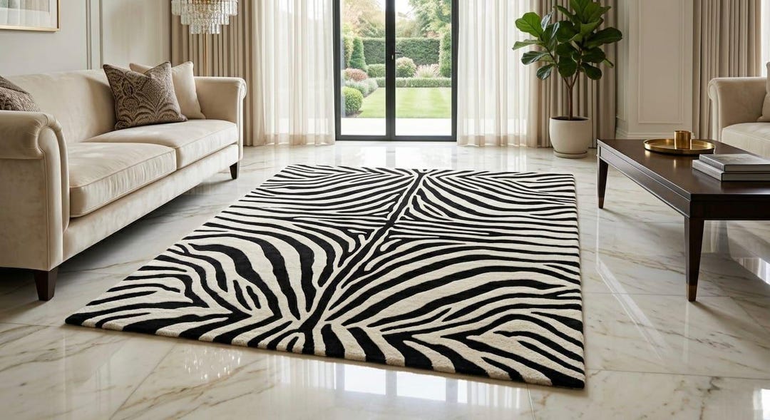 Zebra Print Entry Rug Hand-tufted Wool Zebra Print Area Rug – Modern Black White Animal ...