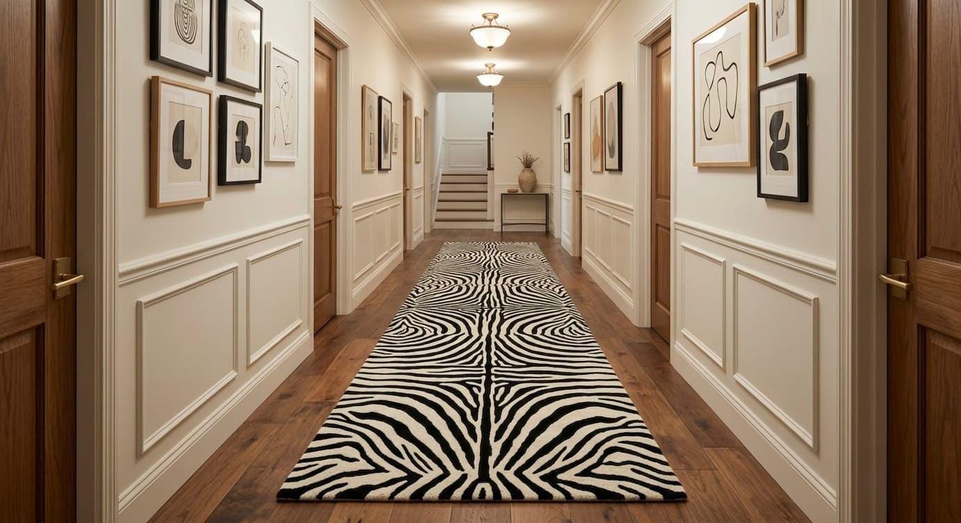 Zebra Print Entry Rug Hand-tufted Wool Zebra Print Area Rug – Modern Black White Animal ...