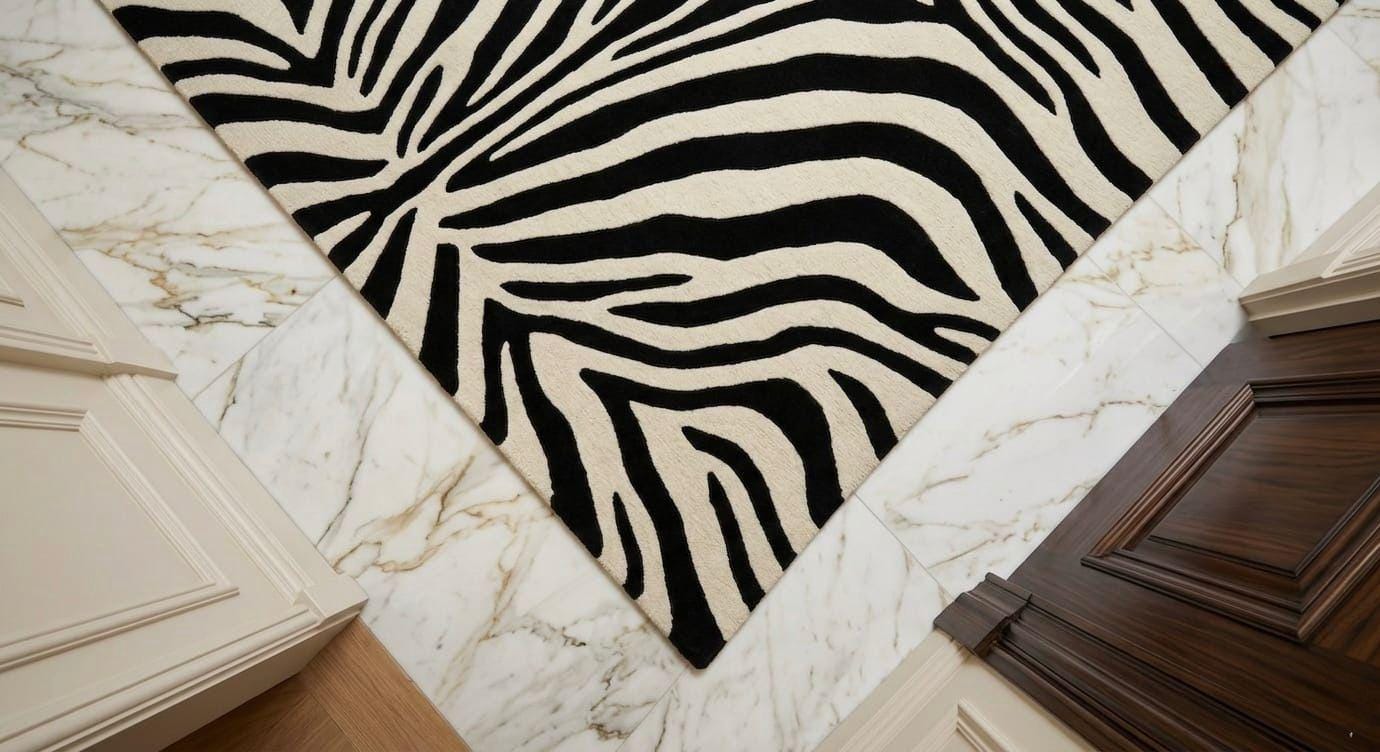 Zebra Print Entry Rug Hand-tufted Wool Zebra Print Area Rug – Modern Black White Animal ...
