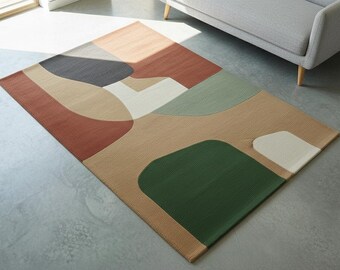 Modern Abstract Geometric Area Rug — Multicolor Minimalist Carpet for Living Room, Bedroom & Home Decor