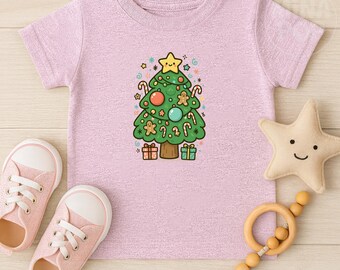 Cute Kawaii Christmas Tree Clipart | Gingerbread & Candy Cane Holiday PNG | Kids Christmas Illustration | Cozy Festive Digital Art