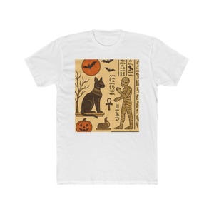 Koszulka z egipskimi hieroglifami: kostium starożytnego Egiptu, unisexowa bawełniana bluzka z okrągłym dekoltem