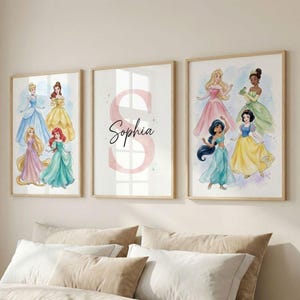 Personalized Princess Prints | Set of 3 Girls Room Decor (Digital Download)