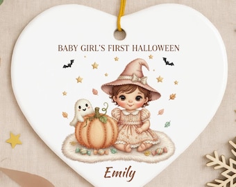 Personalized Baby’s Girl Shower First Halloween Ornament Gift: Newborn Baby Girl 1st Halloween Ornament