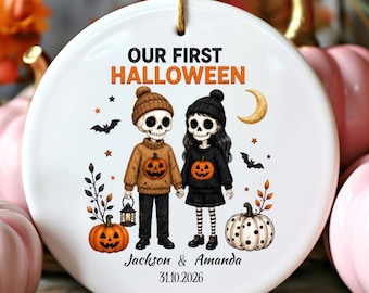 Personalized Halloween Couple Ornament Gift: Custom First Halloween Keepsake Gothic Ornament Gift