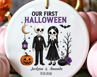 Personalized Halloween  Couple Skeleton Ornament Gift : Halloween Gothic Romantic Ornament Gift