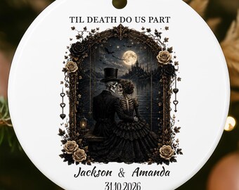 Personalized Halloween Couple Ornament Gift: Halloween Couple Til Death Do Us Part Gothic Ornament Gift