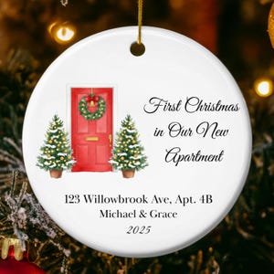 Personalized New Apartment Christmas Ceramic Ornament 2025: 1st Xmas Ornament in Our New Apartment Gift