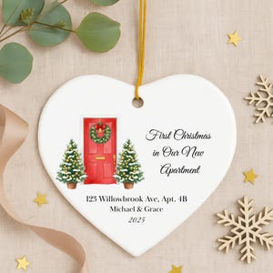 Personalized New Apartment Christmas Ceramic Ornament 2025: 1st Xmas Ornament in Our New Apartment Gift