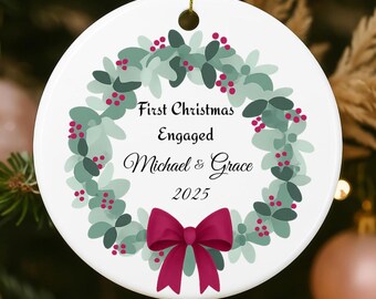 Our First Christmas Together Ornament 2025: Personalised Couple Bauble Keepsake Custom Ceramic Decoration
