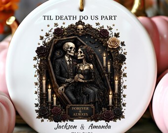 Personalized Halloween Couple Spooky Ornament Gift: Halloween Couple "Til Death Do Us Part" Ornament Gift