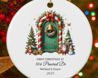 Personalized New Home Christmas Ornament 2025: First Christmas at New Address Housewarming Ceramic Git