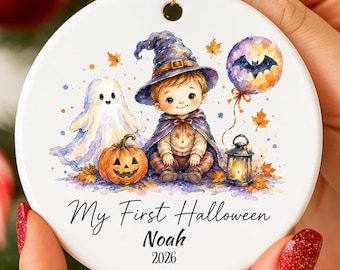 Personalized Babys Boy First Halloween Ornament Gift: Spooky Baby Boy Shower 1st Halloween Ornament Gift