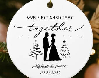 First Christmas Engaged Ornament Engagement Gift: Christmas Couples Ornament Engagement Wedding Gift