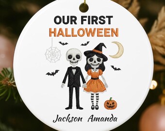 Personalized Halloween Our First Gothic Couple Ornament: Spooky Love Halloween Romantic Ornament Gift