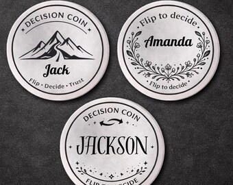 Flip Decision Coin Gift for Him Her Decision Making Coin With Personalization: Decision Coin For Couples