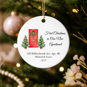 Personalized New Apartment Christmas Ceramic Ornament 2025: 1st Xmas Ornament in Our New Apartment Gift