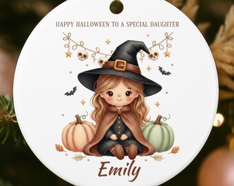 Personalized Babys Halloween Ceramic Ornament Gift: Baby Girl for Halloween Accessory Ornament Gift