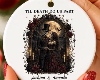 Personalized Halloween Couple Ornament Gift: Our First Halloween Til Death Do Us Part Ornament Gift