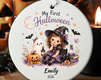 Personalized Fall Baby’s Girl  First Halloween Ornament Gift: Spooky Baby Girl 1st Halloween Ornament