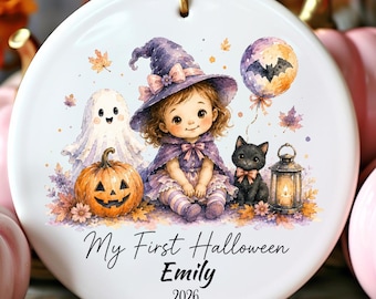 Personalized Halloween Spooky Fall Baby’s Girl Shower First Ornament Gift: Baby Halloween Ornament Gift