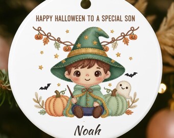 Personalized Babys Boy First Halloween Ornament Gift: Spooky Fall Baby Shower Boy 1st Halloween Ornament