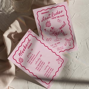 Pink Cowgirl Bachelorette Invite Itinerary Canva Template Last Rodeo Hen Party Weekend Digital Invitation Country Western Music Suite JGA