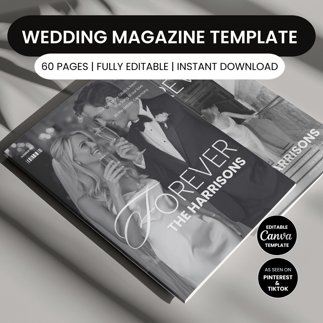 Magazine Program Wedding Magazine Template Program Canva Editable 60 Page Wedding ...