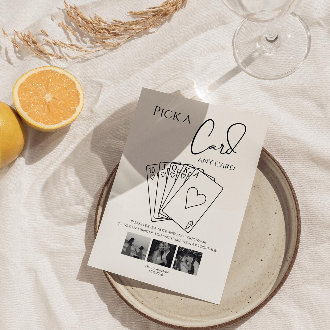 Pick a Card Guestbook Wedding Sign Printable Retro Minimal Old Money ...