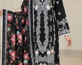 Conjunto de Kurta Floral em Algodão com Dupatta para Mulheres, Traje Étnico Indiano, Roupa de Verão, Conjunto de Kurta Estampado ideal para o escritório, Festas e Eventos.