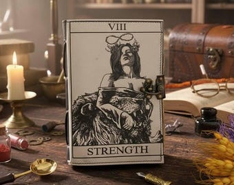 Strength Tarot Journal – "Witchy Vintage Grimoire Notebook for Tarot Readers & Spiritual Gifts"