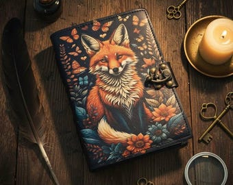 Fox Grimoire: Celestial Leather Journal, Pagan Moon Diary