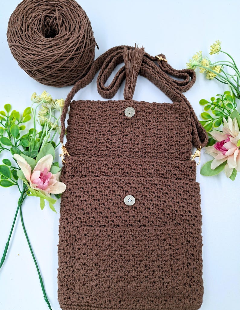 Crochet Phone Bag Pattern: Boho Crossbody with Pocket and Compartment (PDF) image 4