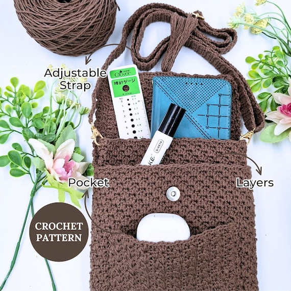 Crochet Phone Bag Pattern: Boho Crossbody with Pocket and Compartment (PDF)