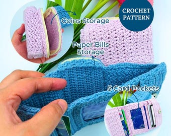 Crochet Trifold Wallet Pattern: Coin Wallet, Card and Bills Storage, Small Pouch Bag (PDF)