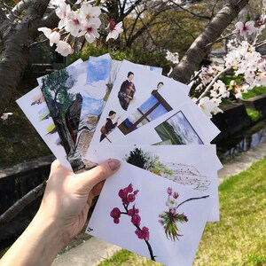 8 tarjetas artísticas ilustradas con temática tradicional japonesa y diseños pintados originales.