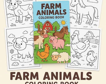 Farm Animals Coloring Book – Kids Printable Activity (Digital Download)