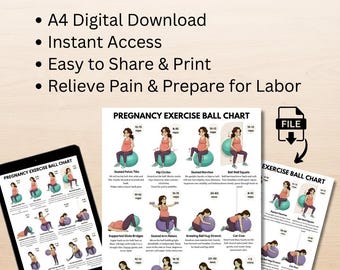 Prenatal Exercise Ball Workout Printable | Pregnancy Fitness Guide with Weekly Tracker | Digital Download