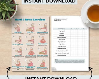 Hand & Wrist Exercises Printable | Mobility Workout | Arthriti Rehab Hand Therapy Chart
