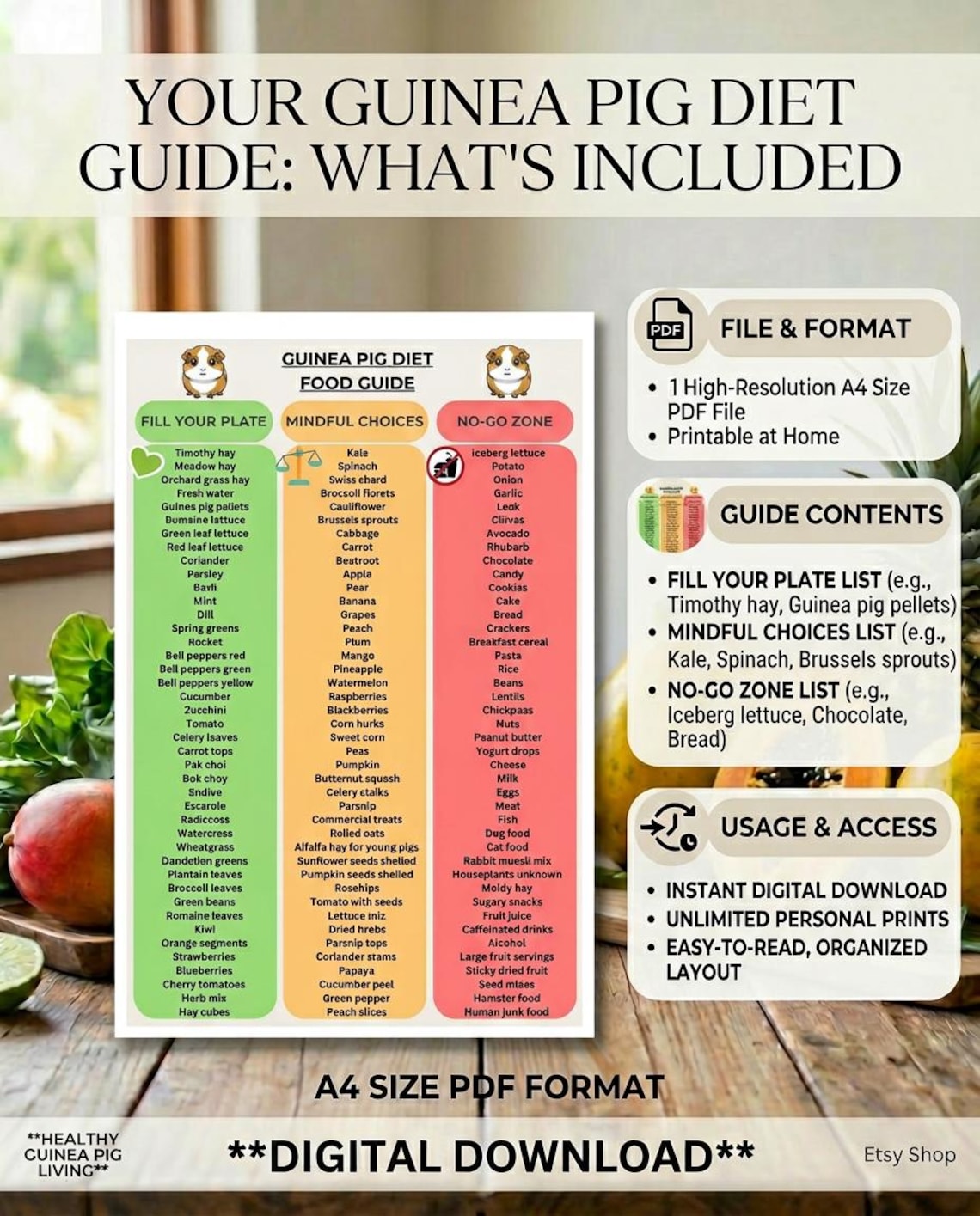 Guinea Pig Diet Food Guide | Healthy Cavy Feeding Chart (PDF Download ...