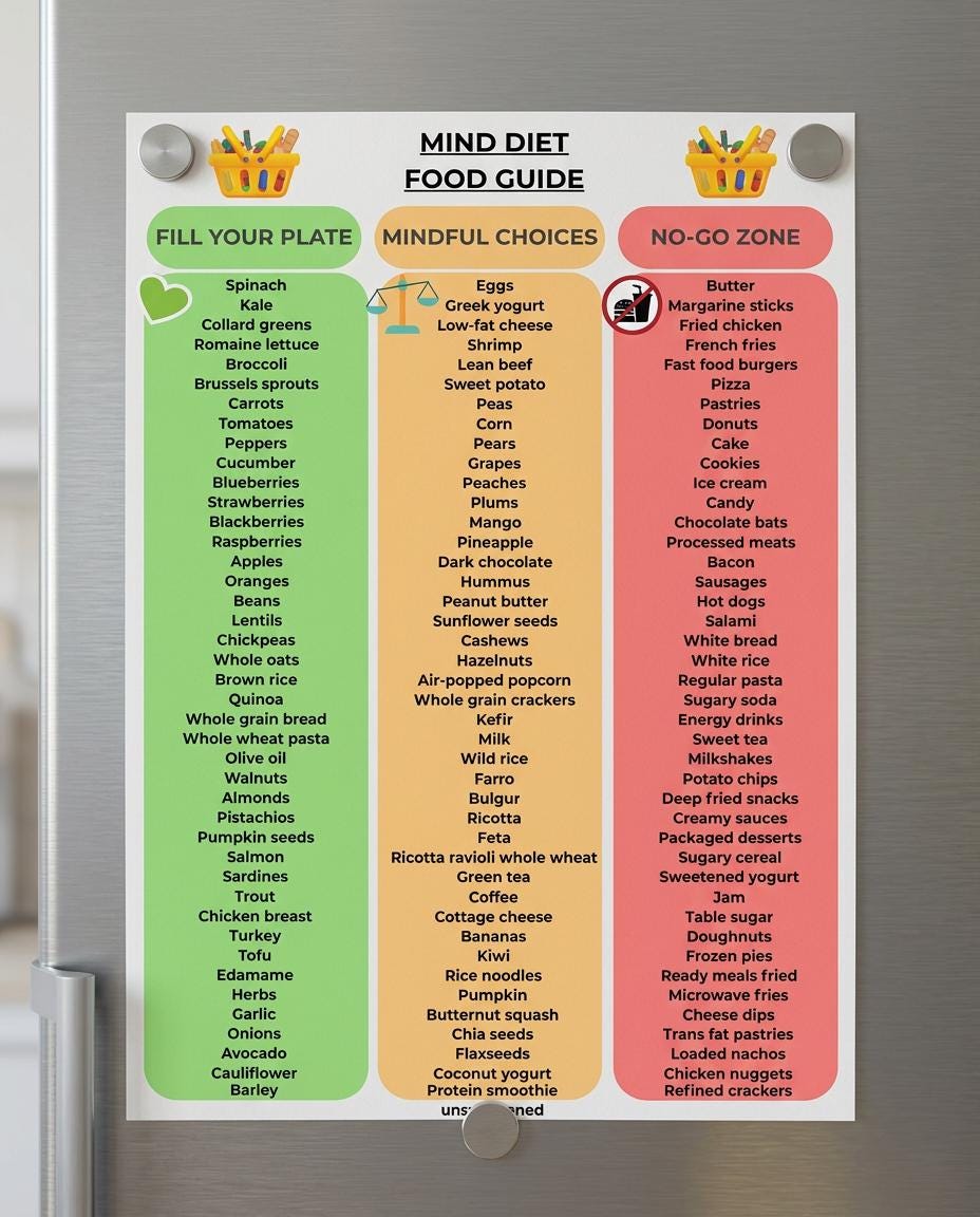 Buy MIND Diet Food List Printable | Healthy Grocery Chart (digital ...