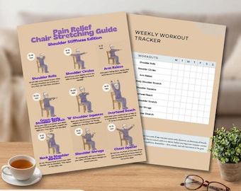 Chair Stretching for Shoulder Pain | Senior Exercises PDF | Joint Stiffness Pain Relief | Instant Download