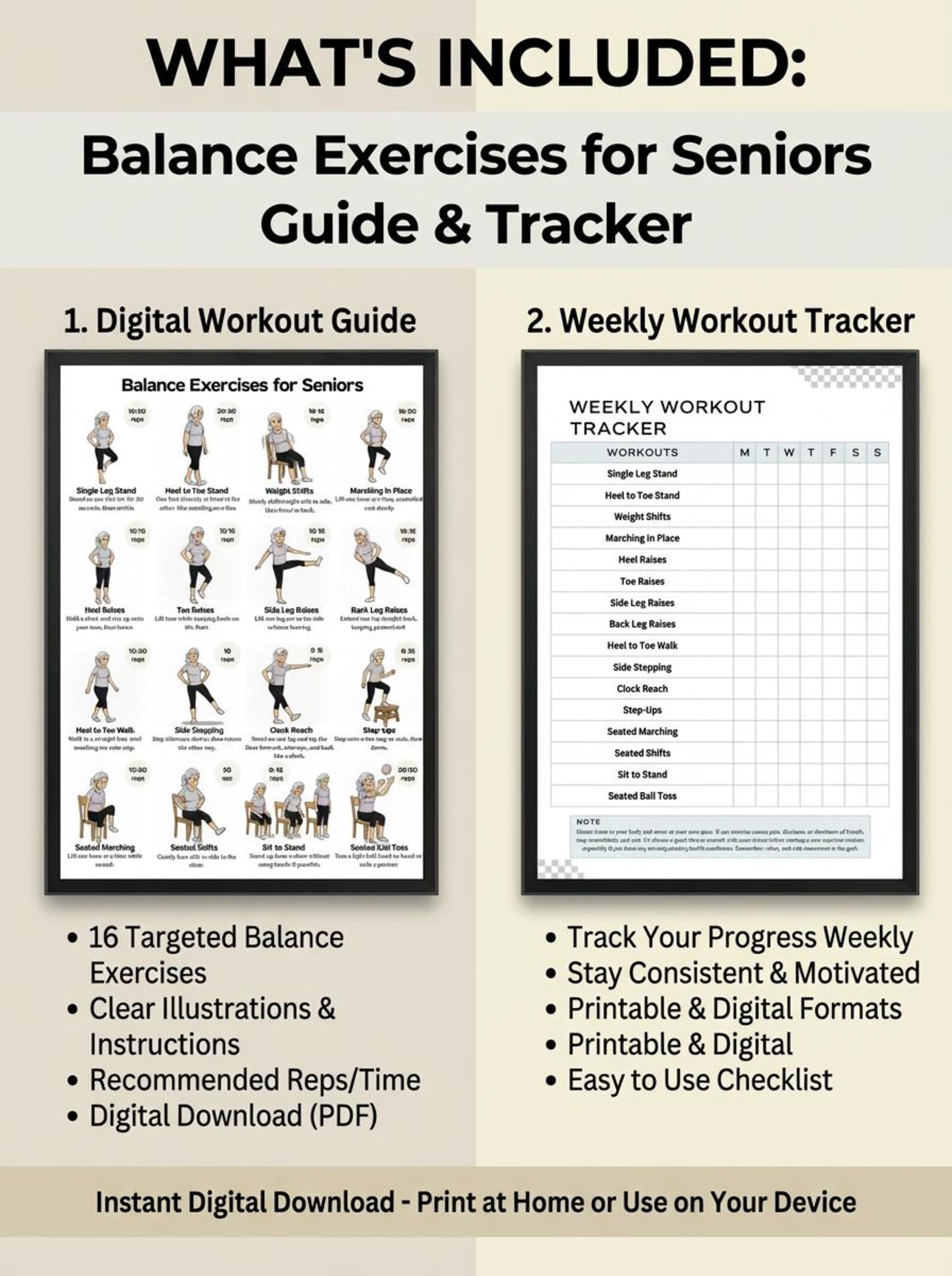 Balance Exercises for Seniors Printable | Fall Prevention Workout ...