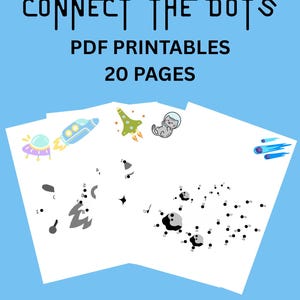 Connect-The-Dots Space Themed For Kids l 20 Pages l PDF Printable